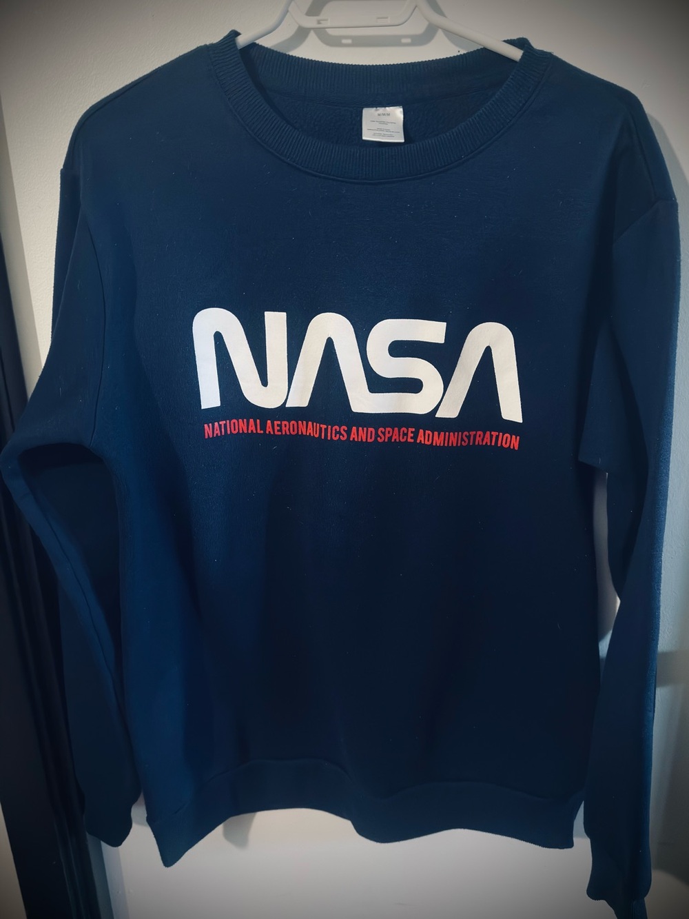 NASA Men’s Navy Crewneck Sweatshirt with White Logo